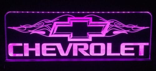 Chevy Racing Flames RGB LED Acrylic Sign